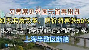 突发：习煮席见外国元首再出丑！如无实质改革，房价将再跌50%！水灾严重，解放军和习主席都按兵不动！上海半数区断粮！